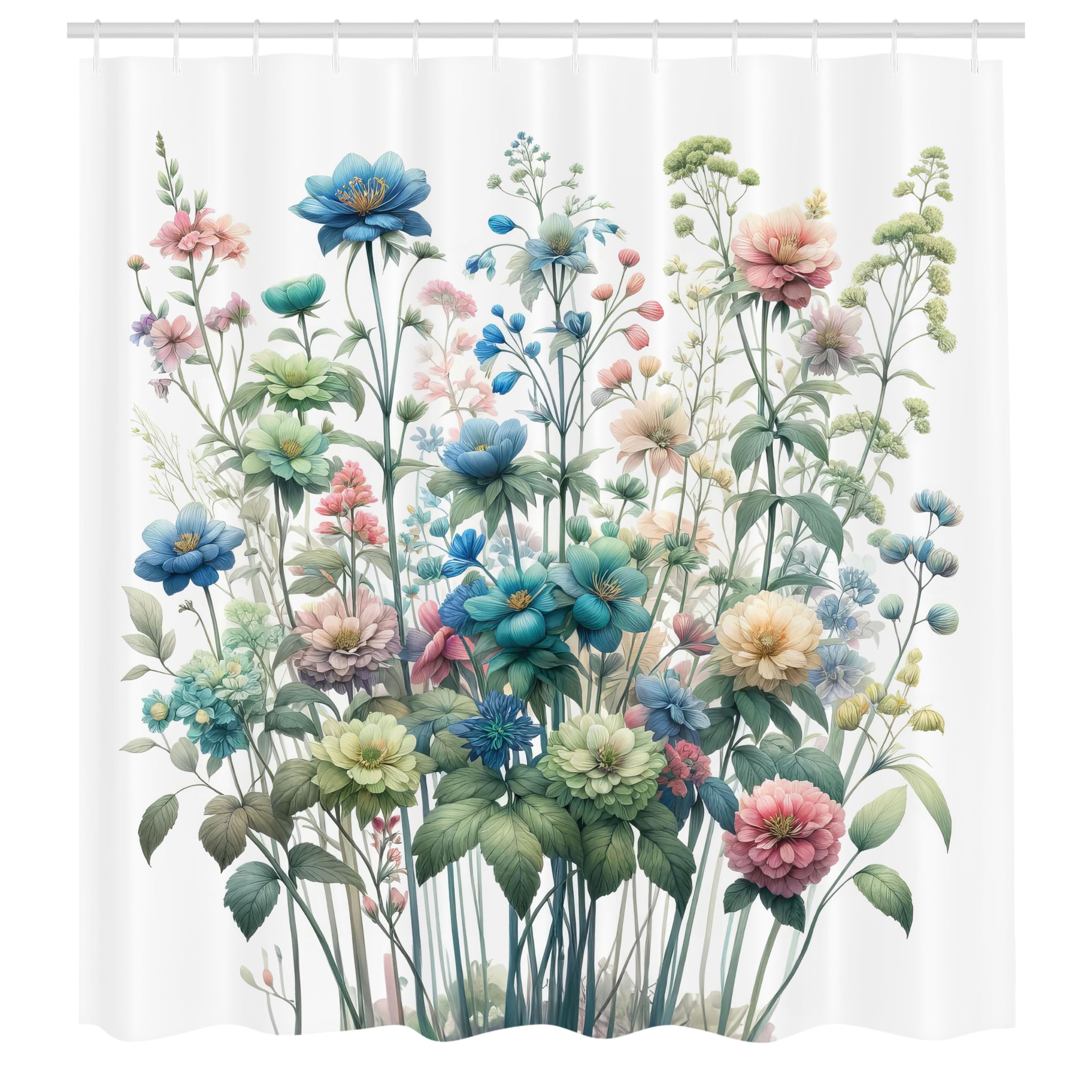 Ambesonne Floral Shower Curtain, Garden Bouquet Composition Of Dreamy Peony Flowers With Greenery Leaves, Cloth Fabric Bathroom